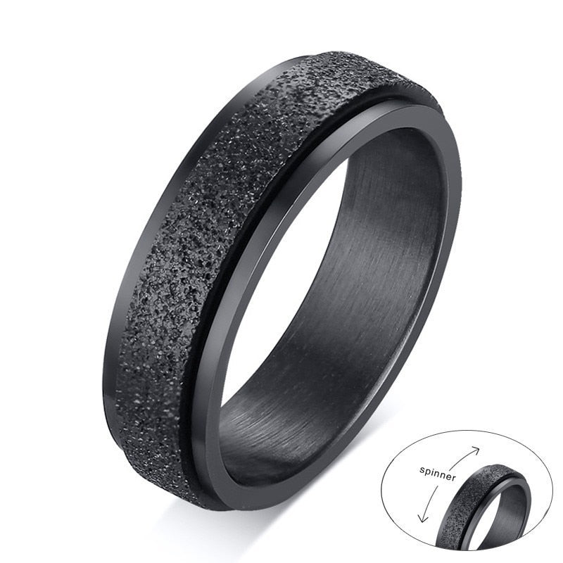 Trendy Stijlvolle Vnox Roestvrijstalen Draaibare Ring met Zandstraalafwerking voor Heren