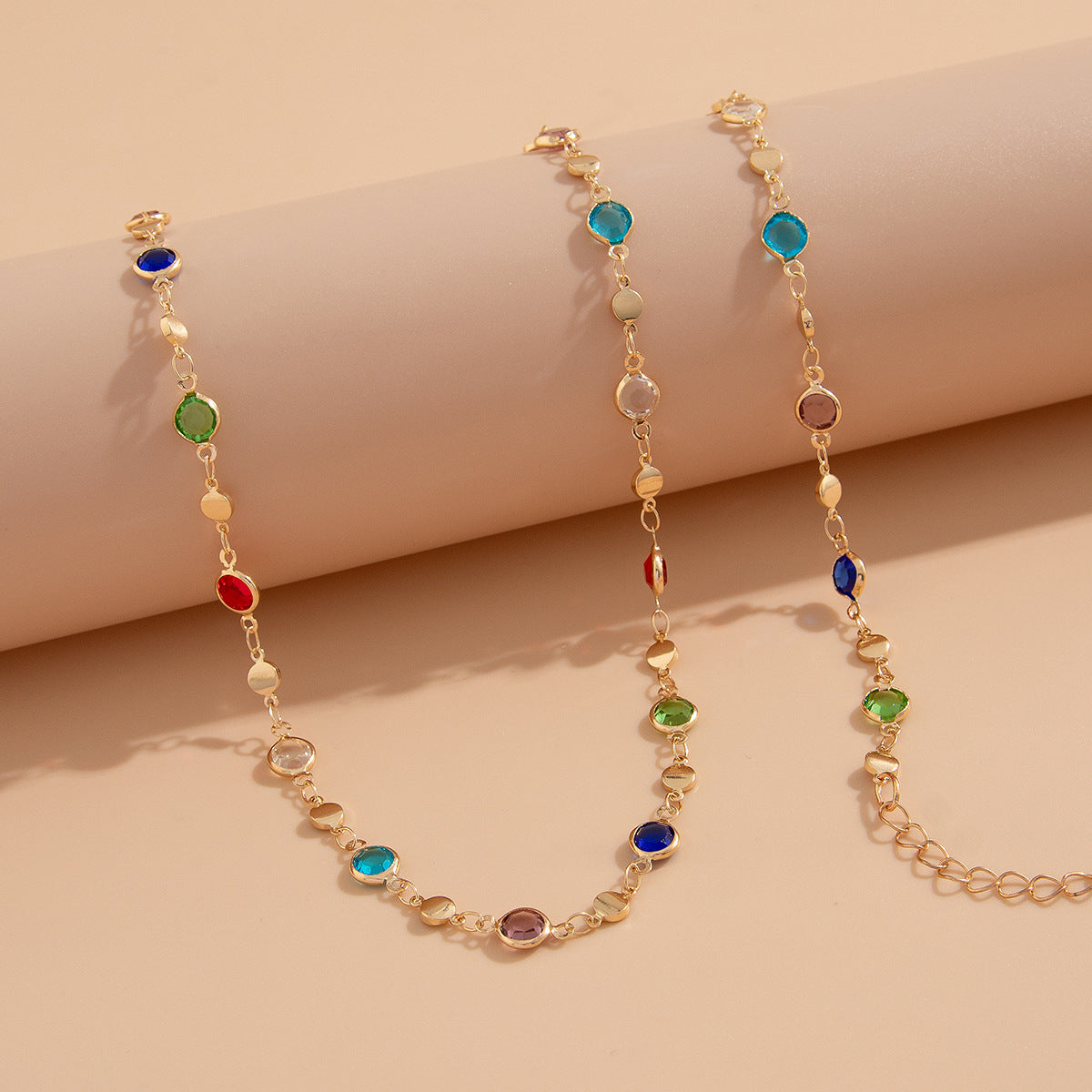 Stijlvolle Boheemse Geometrische Ingelegde Kleurrijke Strass-steentjes Bodychain van Legering voor Dames