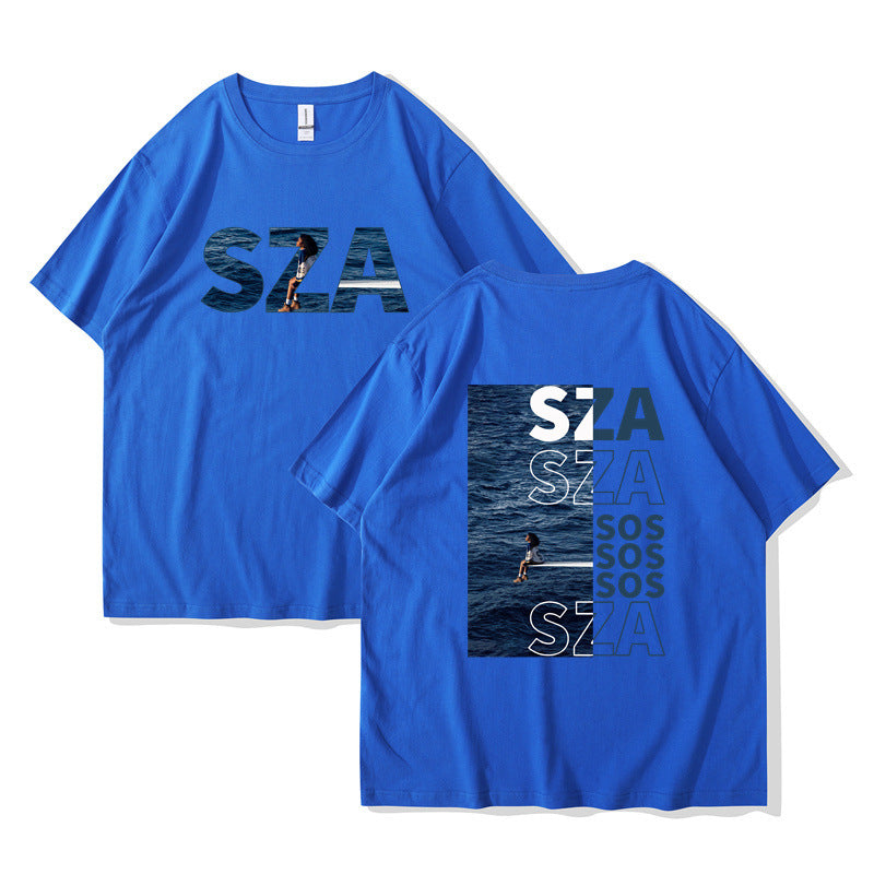 Trendy Eenvoudige Effen Kleur Casual Vintage Ronde Hals T-shirt met Grafische-print en Korte Mouwen voor UInisex