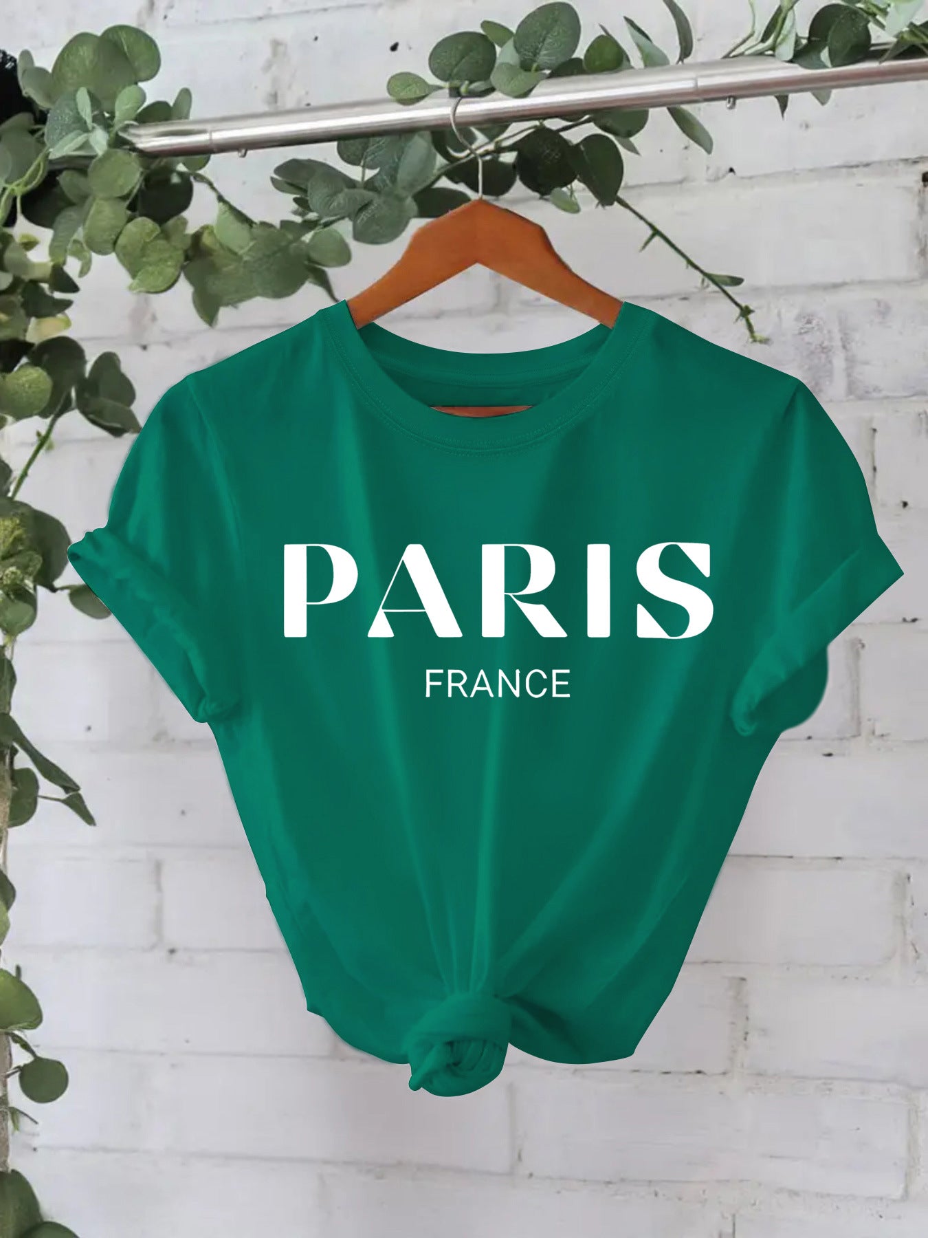 Trendy Stijlvolle Effen Kleur Casual Ronde Hals T-shirt met Letterprint en Korte Mouwen voor Dames/Meiden & Plus-Size