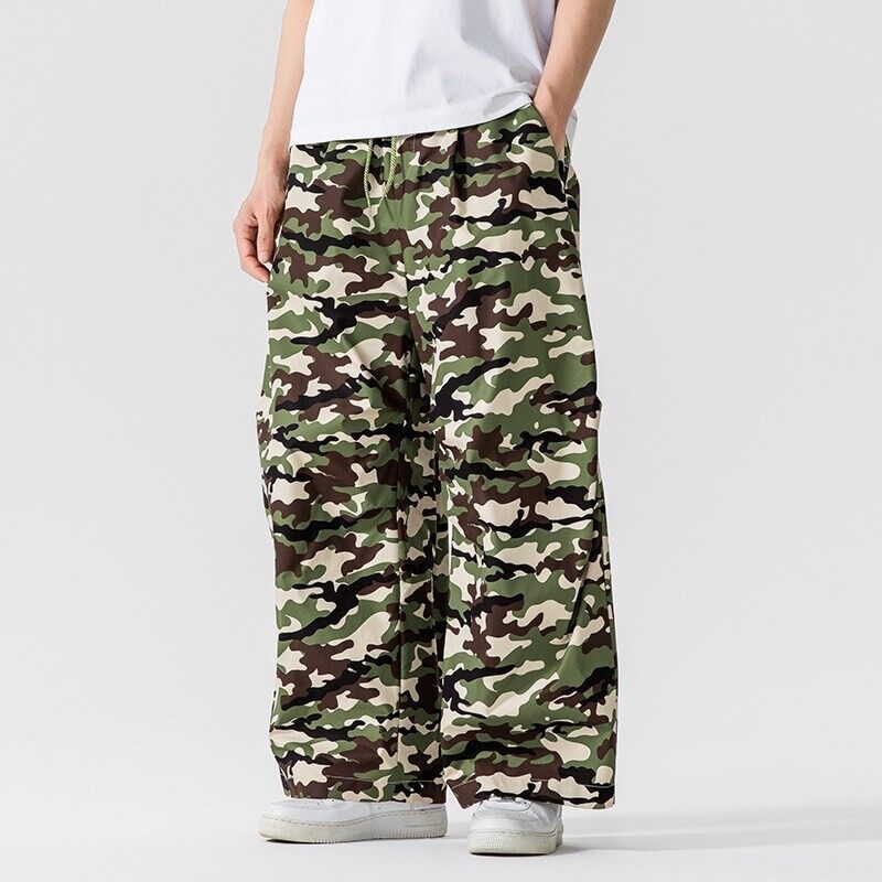 Trendy Casual Kleurrijke Gecamoufleerde Joggingbroek met Stretch en Losse Rechte Pijpen voor Jongens & Heren