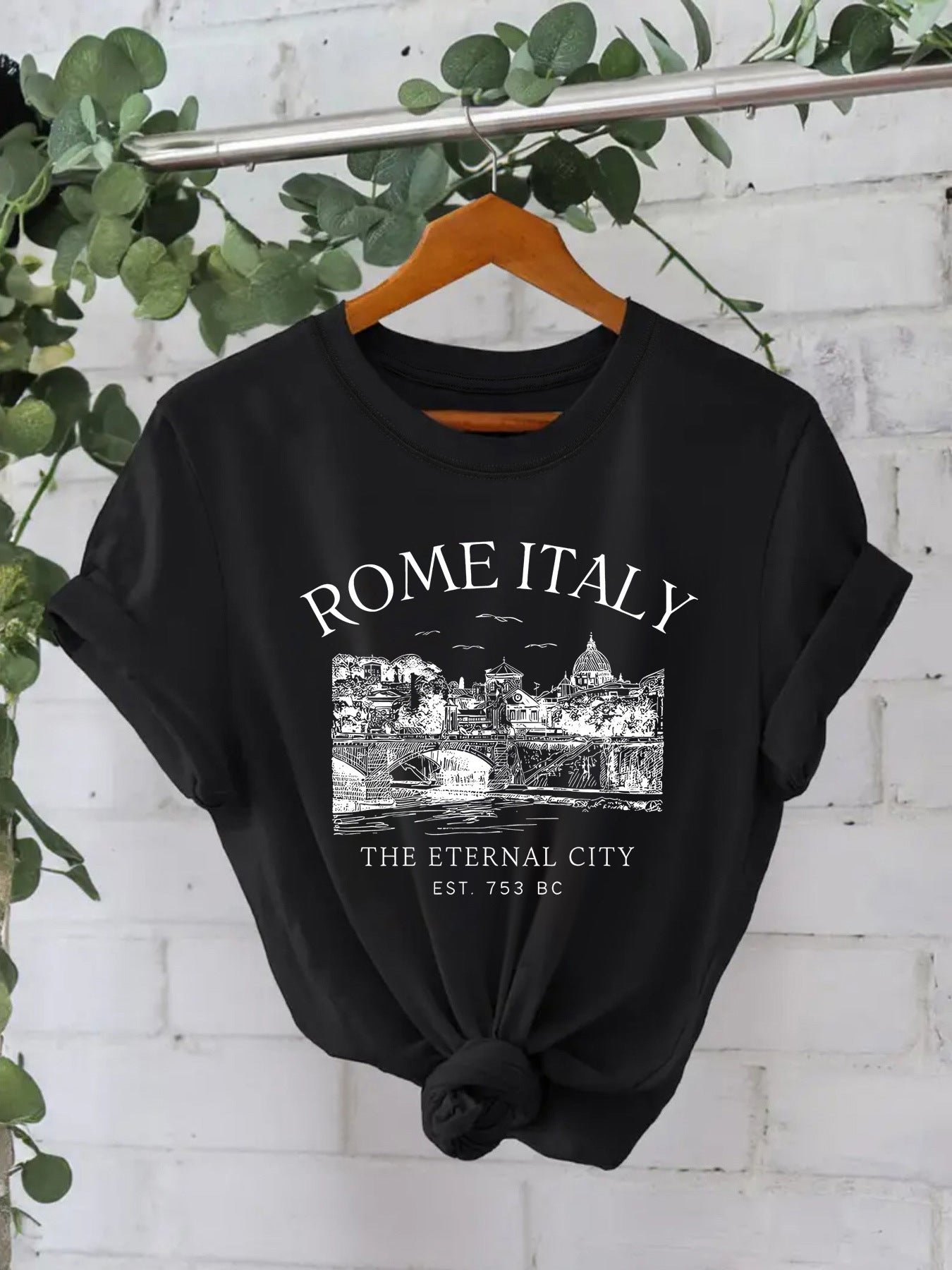 Trendy Stijlvolle Streetwear Effen Kleur Casual Ronde Hals T-shirt met Letterprint en Korte Mouwen voor Dames/Meiden & Plus-Size