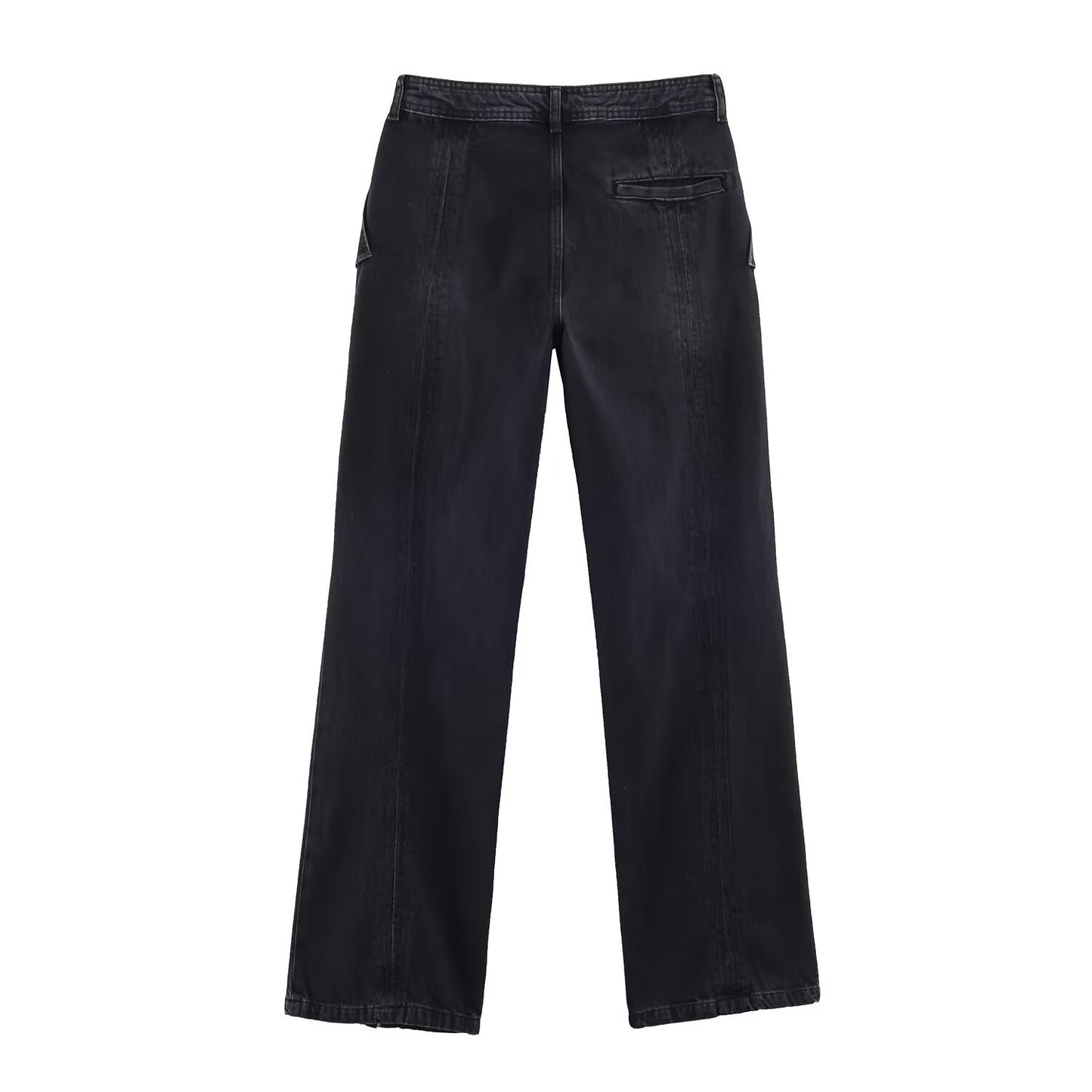 Modieuze Unieke Effen Kleur Middelhoge Taille Casual Jeans met Wijde Pijpen en Ritssluiting voor Unisex