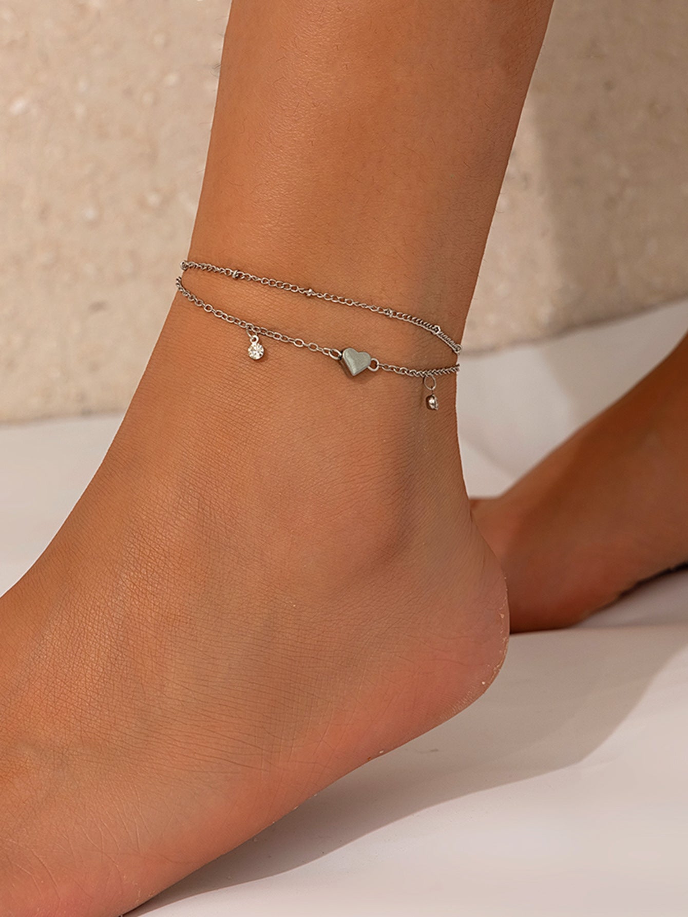 Strandstijl Elegante Metalen Strass-steentjes Enkelbandje met Diverse Bedeltjes/ Imitatie Parels