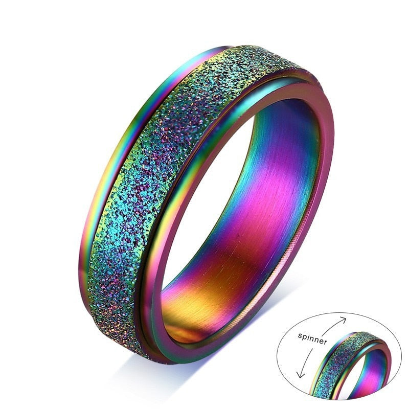 Trendy Stijlvolle Vnox Roestvrijstalen Draaibare Ring met Zandstraalafwerking voor Heren