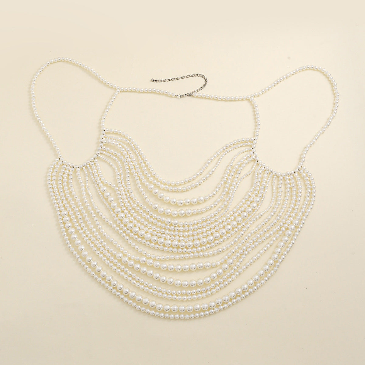 Trendy Elegante Effen Kleur Meerlaagse Geweven Bodychain met Imitatie Parels voor Dames