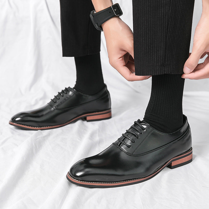 Klassieke Elegante Effen Kleur Casual/Business Oxford Schoenen van Echt Leer met Gepolijste Spitse Neus en Gesloten Vetersluiting voor Heren
