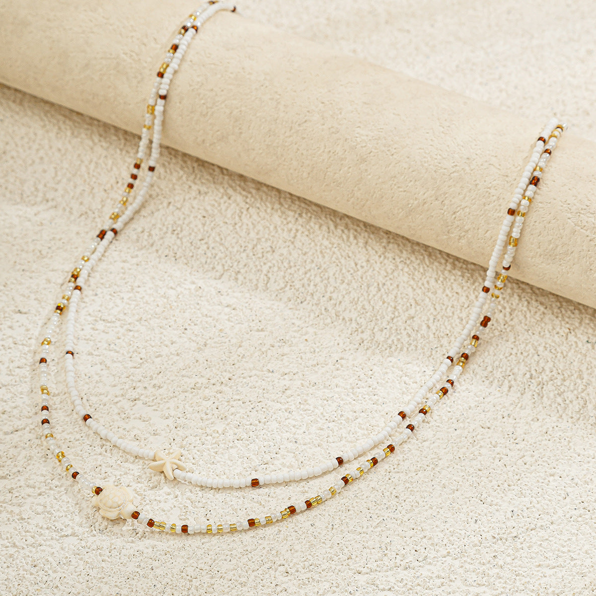 Strand Stijl Casual Dubbellaagse Tailleketting met Rijstkralen en Decoratieve Strandbedeldtjes voor Dames
