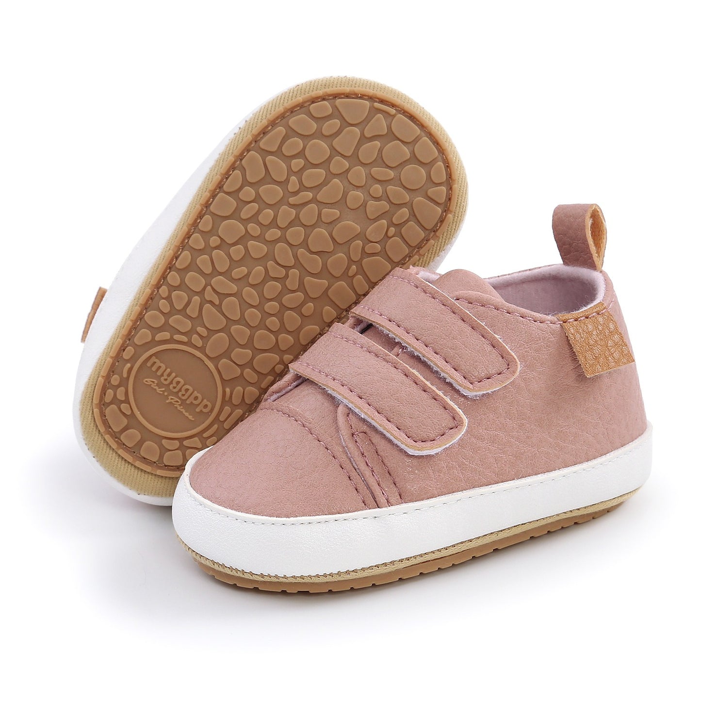 Eenvoudige Casual Effen Kleur Comfortabele Sneakers van PU-Leer met Klittenbandsluiting en Ronde Neus voor Kinderen