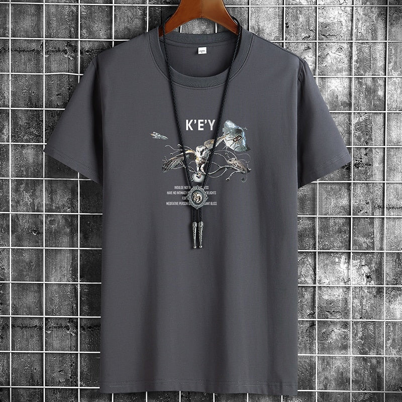 Modieuze Hiphopstijl Sportieve Effen Kleur Sportieve Ronde Hals T-shirt met Cartoonprint en Korte Mouwen voor Heren & Jongens