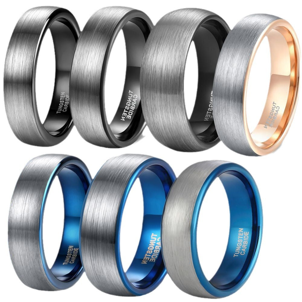 Trendy Moderne Tweekleurige Minimalistisch Metalen Wolfraamcarbide Ring met van 4 mm tot 8 mm voor Unisex