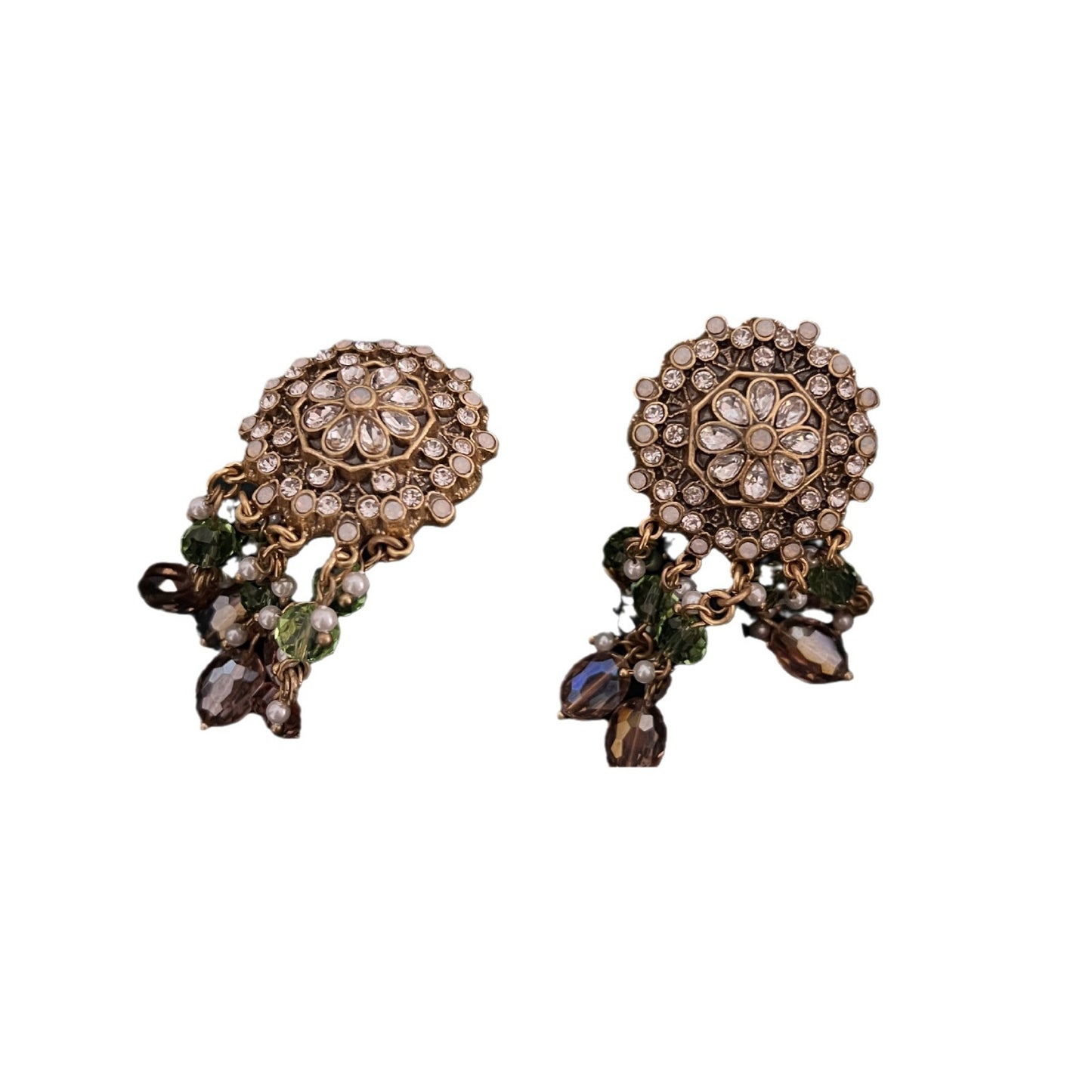 Modieuze Veelzijdige Handgemaakte Klassieke Sieradenset Retro Statement Parelmoer Kralen Halsketting/Oorbellen met Strass-steentjes en Kristallen voor Dames