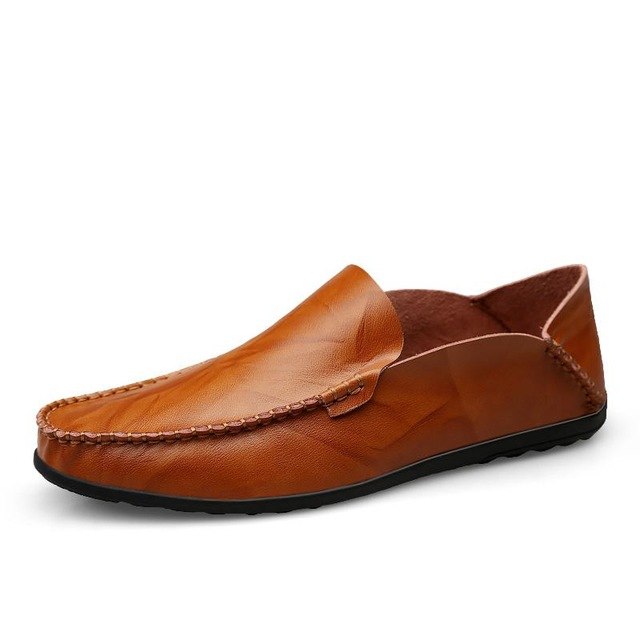 Elegante Unieke ltailaanse Casual Effen Kleur Designer Ronde Neus Loafer van Echt Splitleer met Antislip en Platte Rubberzool voor Heren