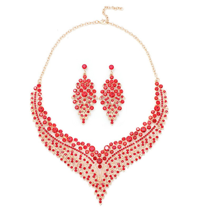 Extravagante Stijl Sieradenset Stijlvolle Retro Sleutelbeen-Halsketting & Oorbellen van Legering met Kristallen en Strass-steentjes voor Dames