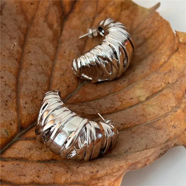 Elegante 925 Sterling Zilveren Retro Geometrische Vergulde Oorknopjes/ Verstelbare Ring met Onregelmatige Vorm voor Dames