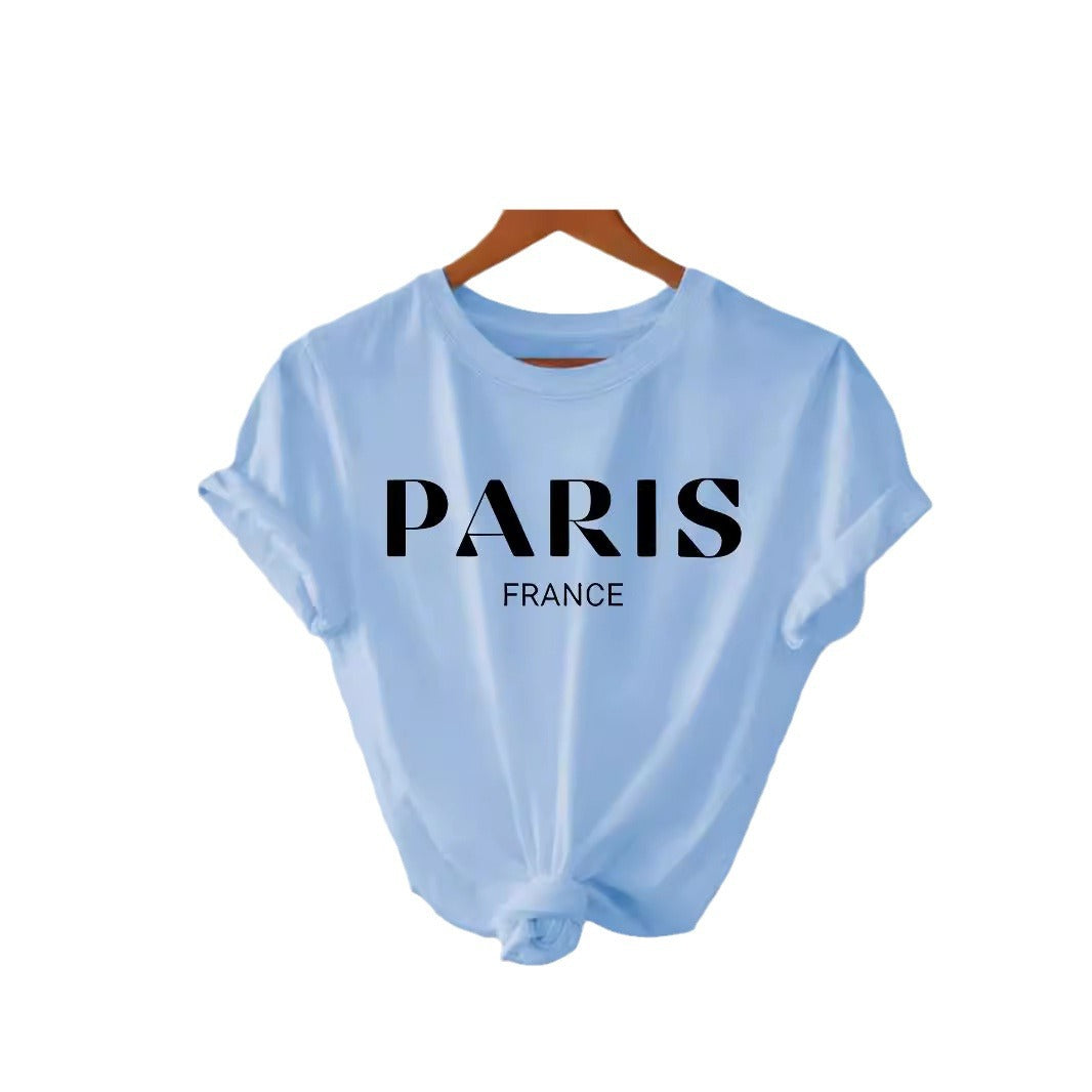 Trendy Stijlvolle Effen Kleur Casual Ronde Hals T-shirt met Letterprint en Korte Mouwen voor Dames/Meiden & Plus-Size