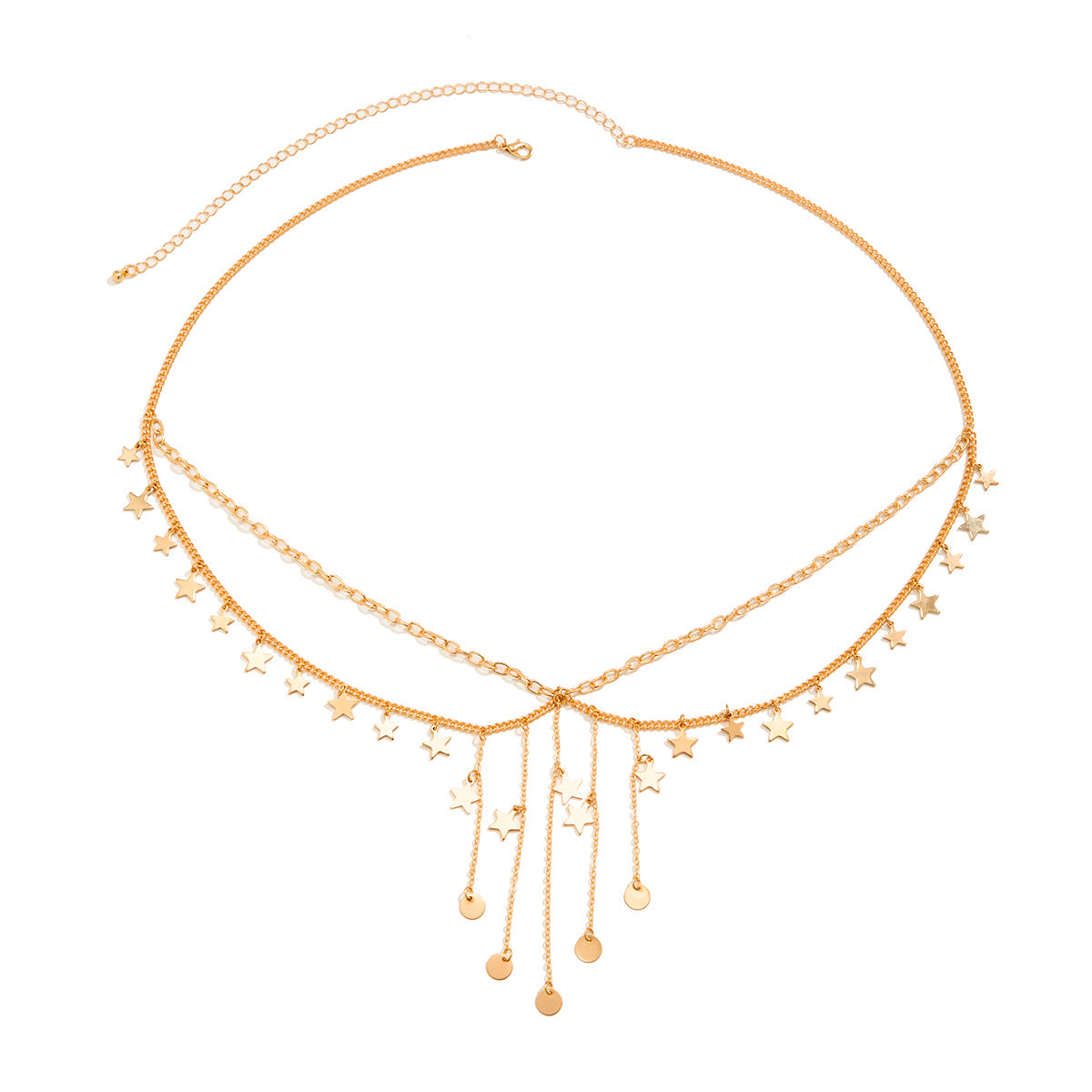 Stijlvolle Elegante Meerlaagse Metalen Boheemse Tailleketting met Hangende Bedeltjes voor Dames