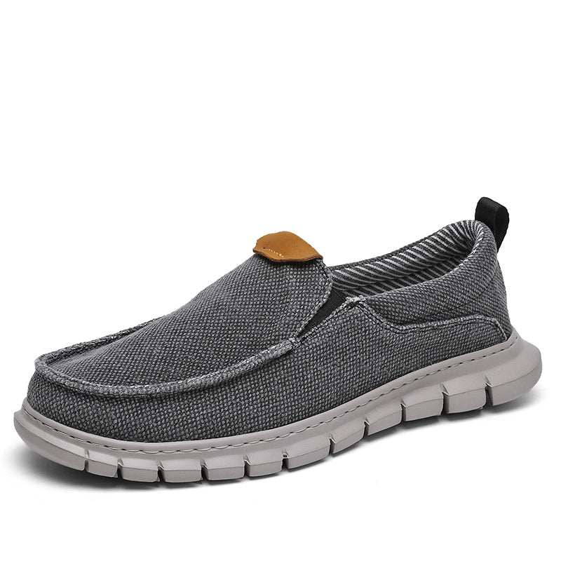 Eenvoudig Comfortabele Effen Kleur Casual Oversized Canvas Instapschoenen van Mesh met Dikke Rubberzool en Ronde Neus voor Heren