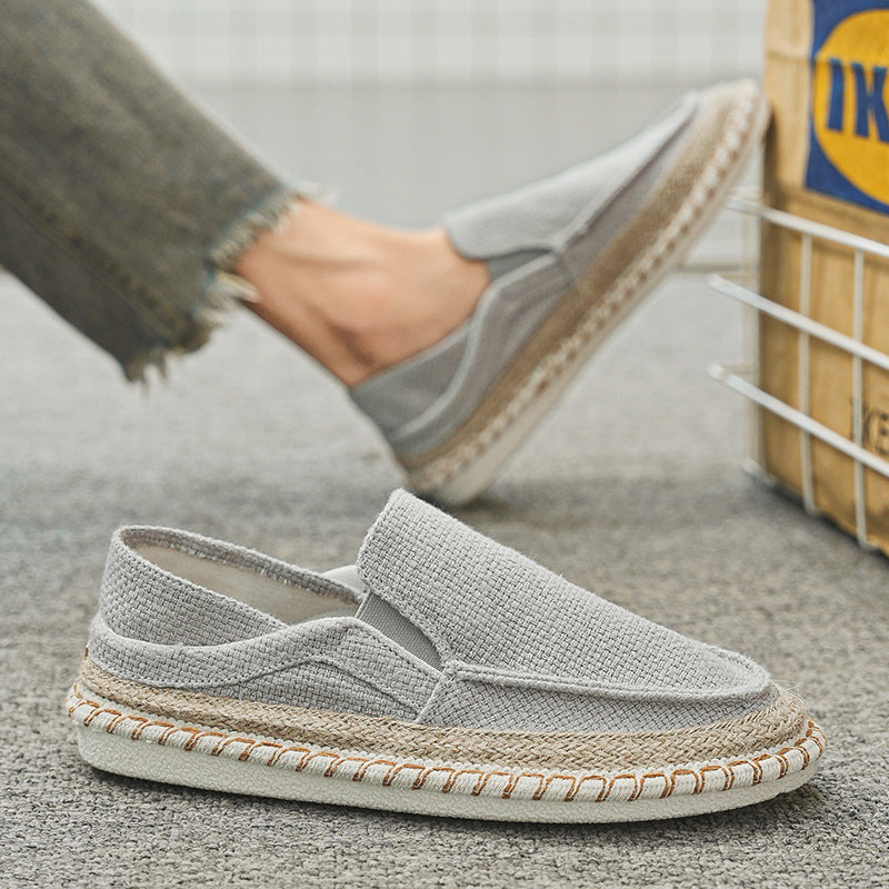 Eenvoudig Comfortabel Ademend Effen Kleur Geweven Traditioneel Casual Slip-On Canvas Vissersschoenen met Ronde Neus en voor Heren & Jongens