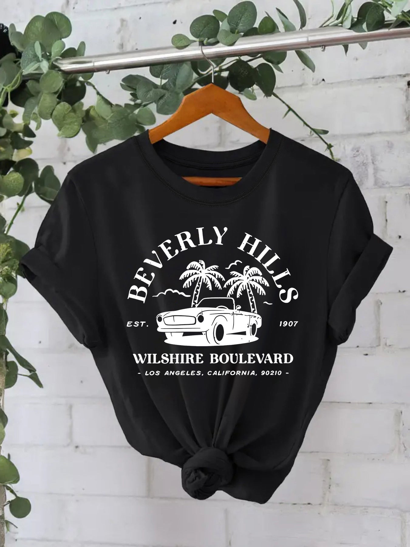 Trendy Moderne Streetwear Effen Kleur Casual Ronde Hals T-shirt met Letterprint en Korte Mouwen voor Dames/Meiden & Plus-Size