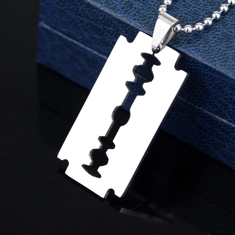 Trendy Modieuze Vergulde Zilverkleurige Roestvrijstalen Halsketting met Scheermesje Hanger voor Unisex