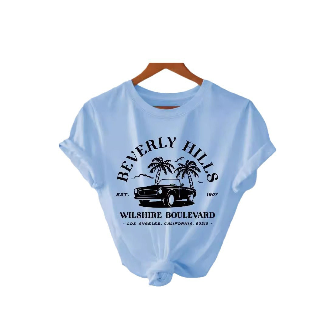 Trendy Moderne Streetwear Effen Kleur Casual Ronde Hals T-shirt met Letterprint en Korte Mouwen voor Dames/Meiden & Plus-Size