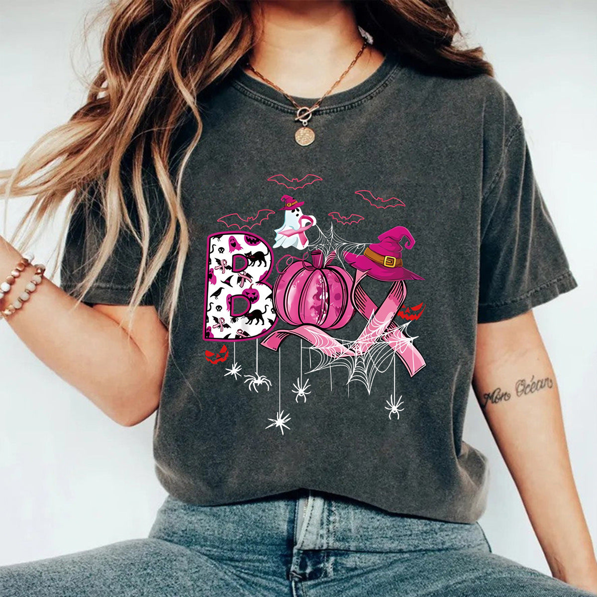 Stijlvolle Effen Kleur Casual Vintage Ronde Hals T-shirt met Cartoonprint en Korte Mouwen voor Dames & Plus-Size