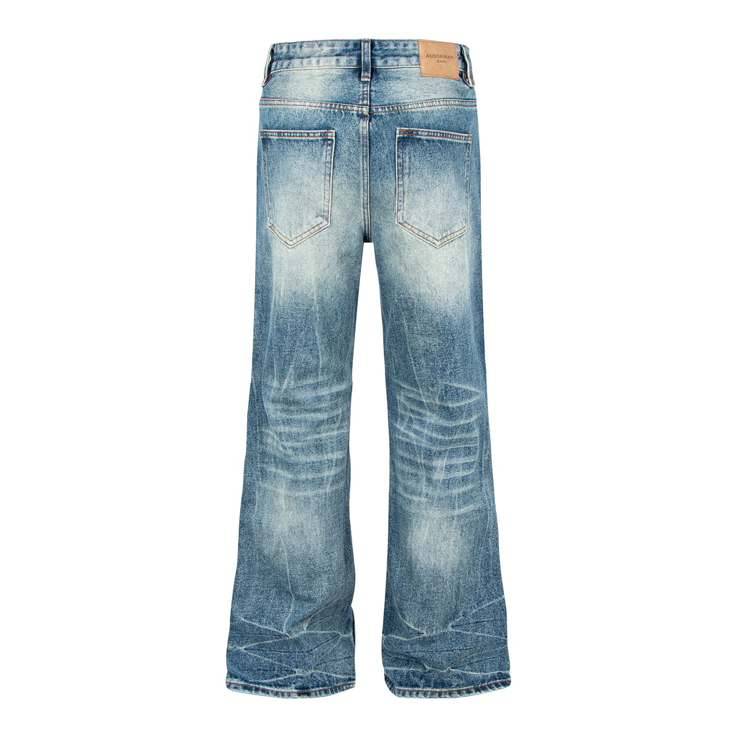 Trendy Retrostijl Effen Kleur Distressed Casual Vintage Washed Demin Jeans met Flared Pijpen en Hoge Taille voor Unisex