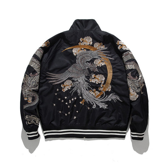 Trendy Casual Effen Kleur Geborduurde Jas met Opstaande Kraag en Ritssluiting voor Heren & Jongens