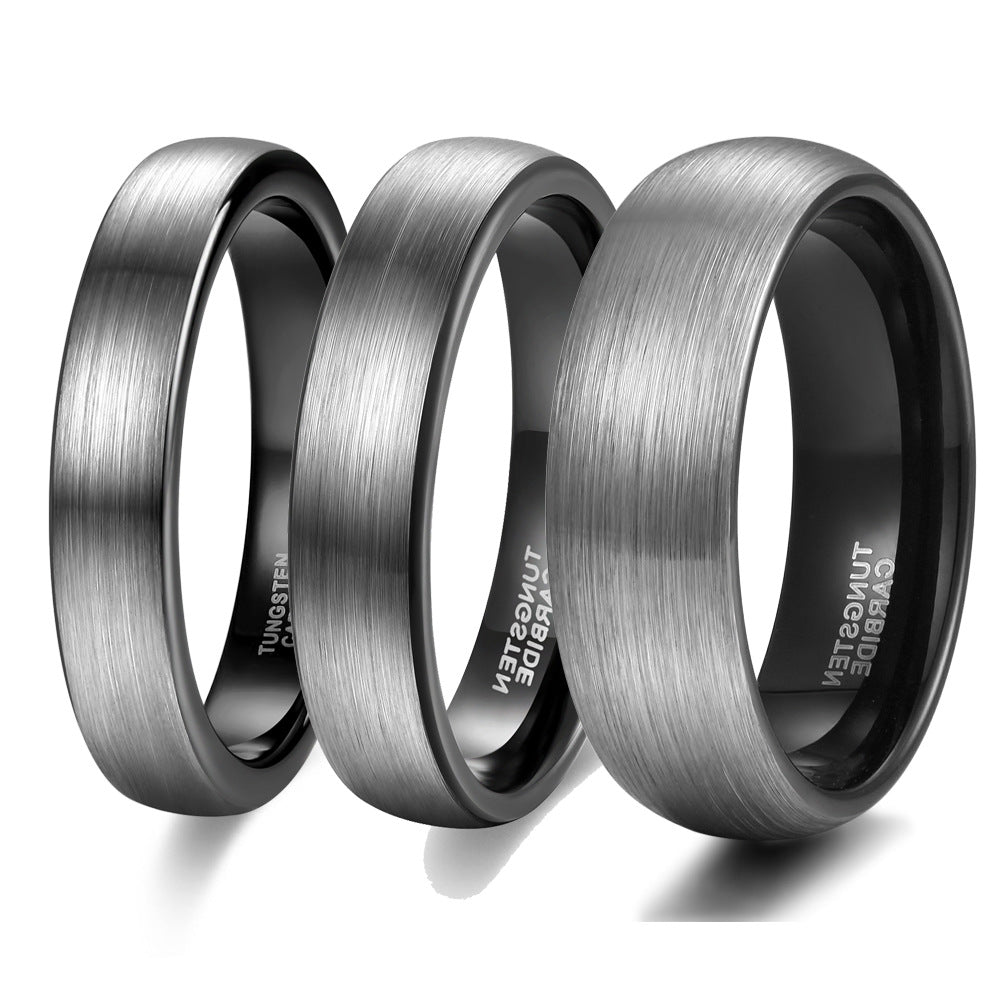 Trendy Moderne Tweekleurige Minimalistisch Metalen Wolfraamcarbide Ring met van 4 mm tot 8 mm voor Unisex