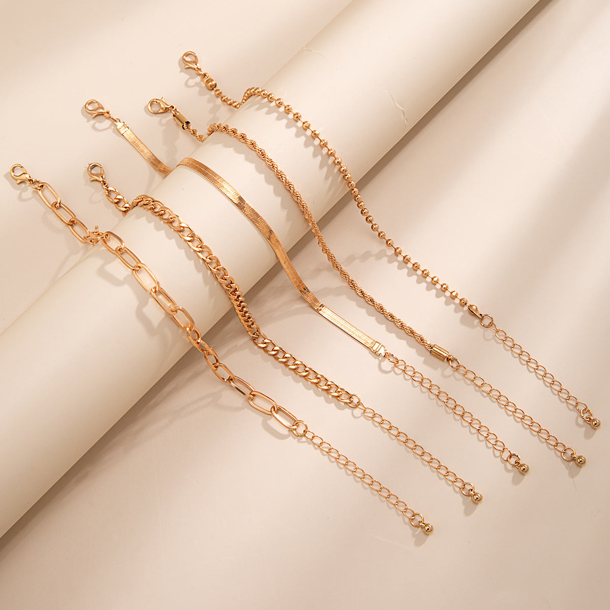 Elegante Retrostijl Metalen Meerlaagse Enkelbanden Set met Diverse Bedeltjes voor Dames
