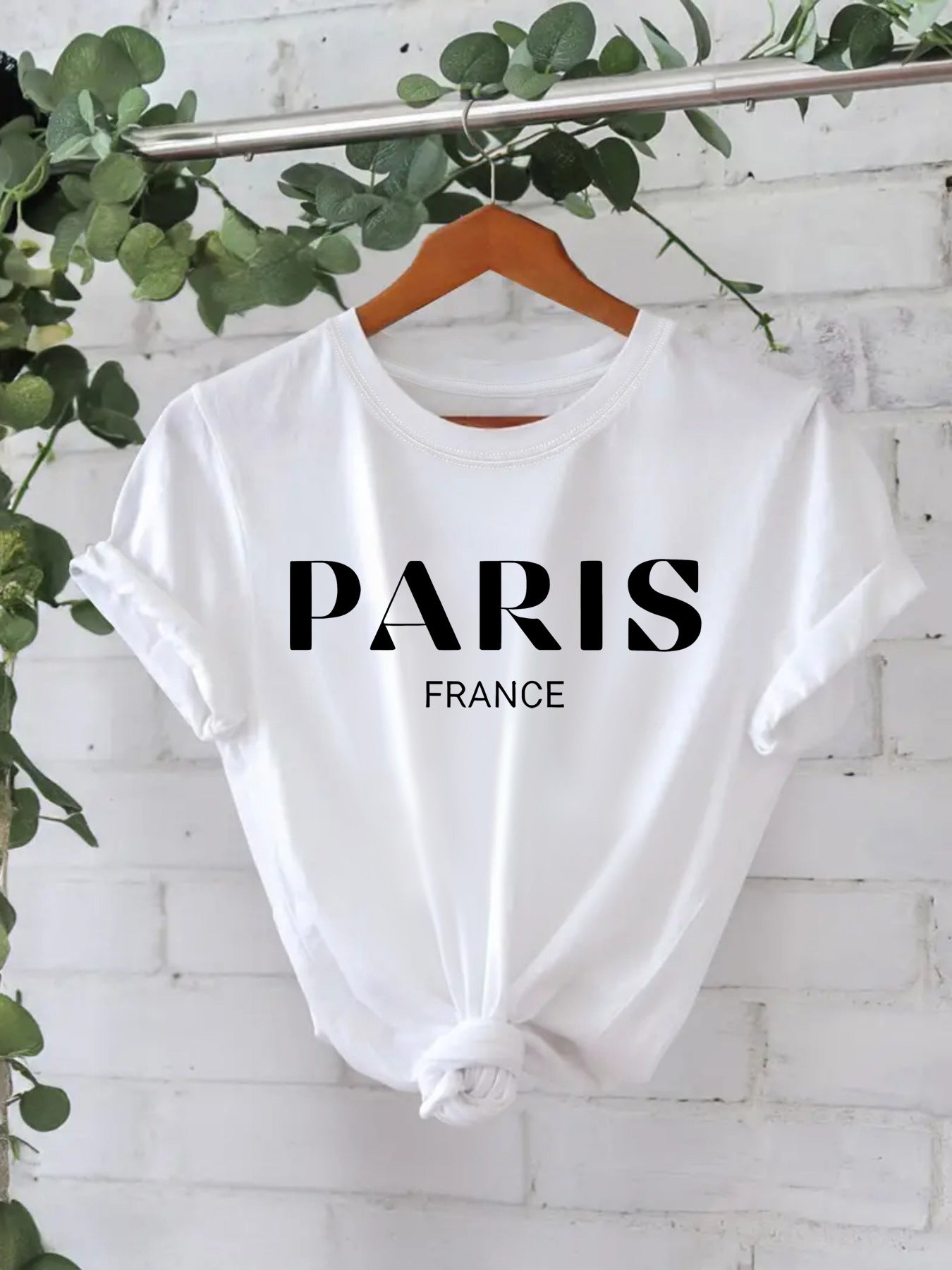 Trendy Stijlvolle Effen Kleur Casual Ronde Hals T-shirt met Letterprint en Korte Mouwen voor Dames/Meiden & Plus-Size