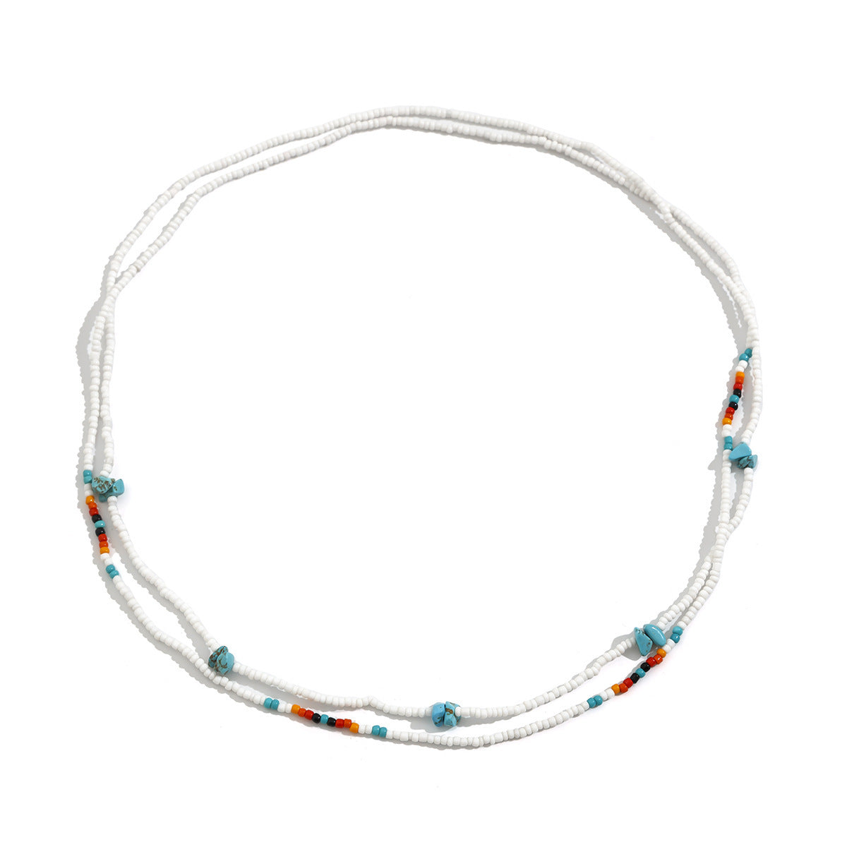 Trendy Strand Stijl Eenvoudige Sexy Turquoise Elastische Tailleketting met Rijstkralen en Kleurrijke Accenten voor Dames