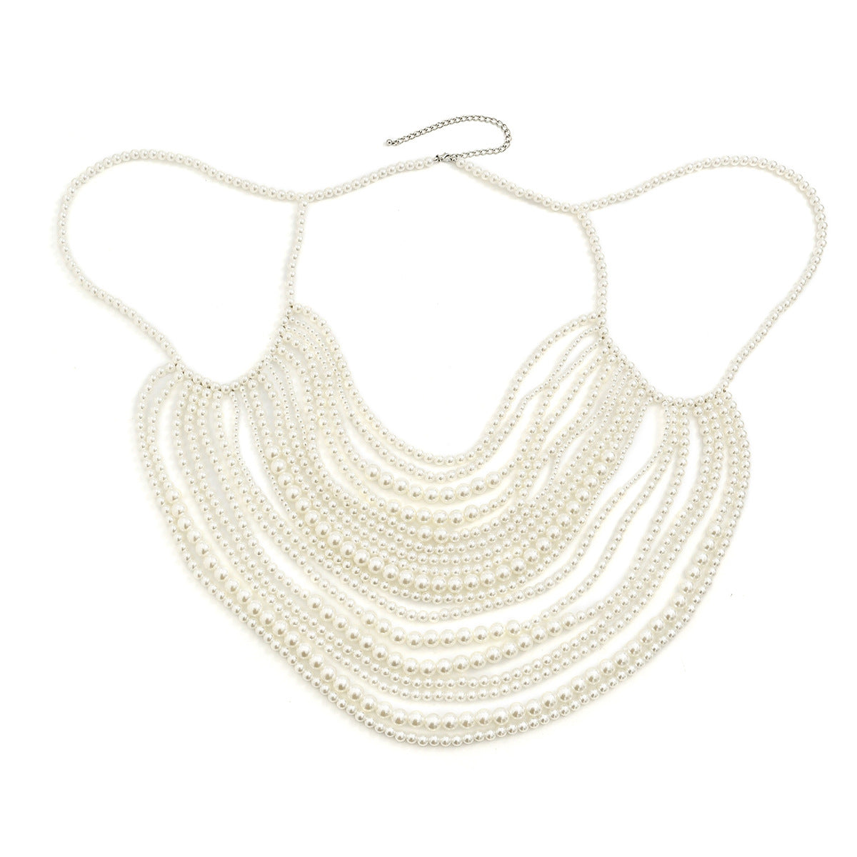 Trendy Elegante Effen Kleur Meerlaagse Geweven Bodychain met Imitatie Parels voor Dames
