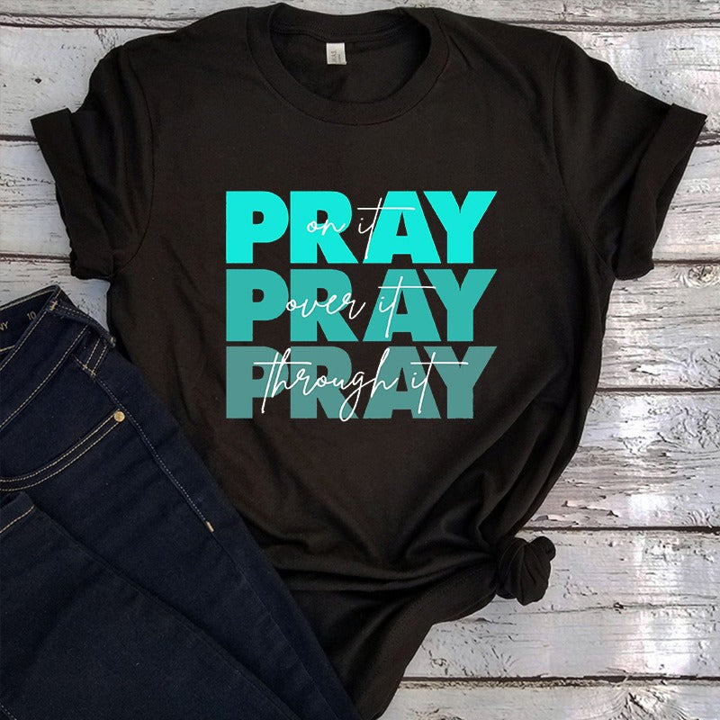 Modieuze Streetwear Effen Kleur Casual Vintage Religieus T-shirt met Ronde Hals en Korte Mouwen voor Dames/Plus-size & Meiden