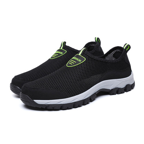 Comfortabele Effen Kleur Ademend Casual Slip-On Sneakers van Mesh met Platte Rubberzool en Ronde Neus voor Heren & Jongens