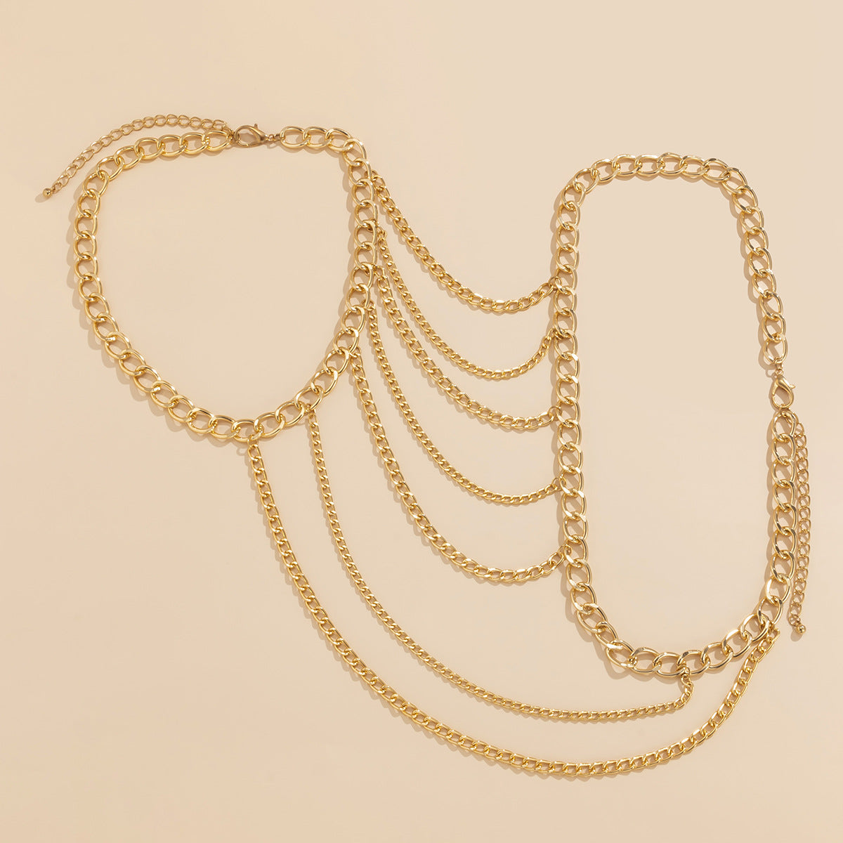 Franse Punkstijl Metalen Aluminium Bodychain met Holle Kwastjes en U-vormige Kruis voor Dames