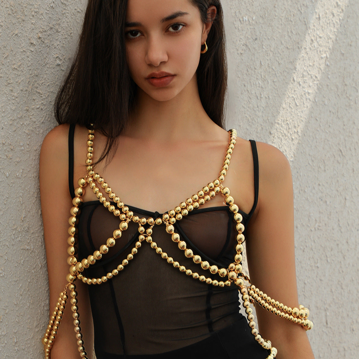 Klassieke Elegante Handgemaakte Etnische Stijl Meerlaagse Bodychain met Holle Kwastjes en Imitatie Parels voor Dames