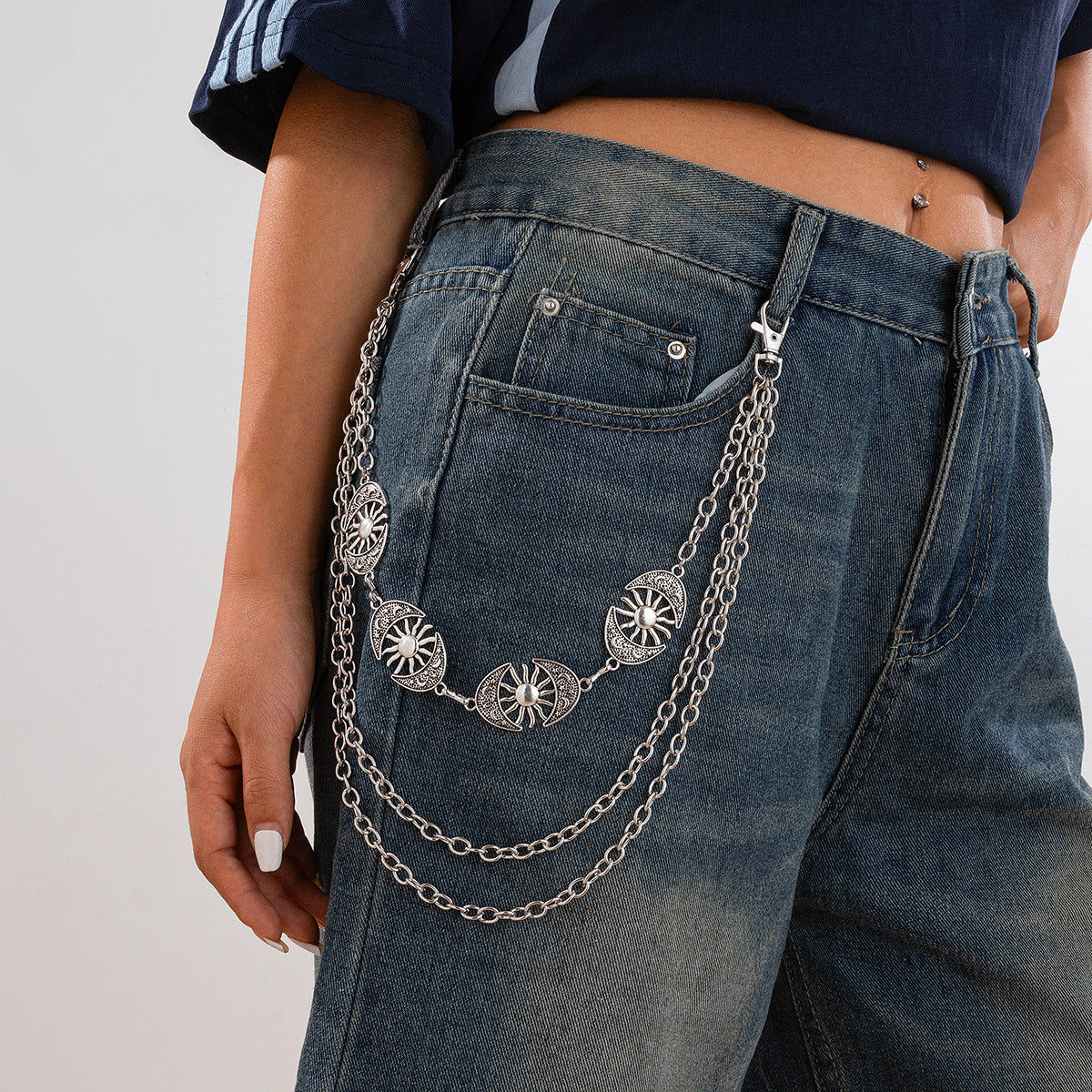 Punkstijl Street Fashion Meerlaagse Legering Taille Broekketting in Geometrische Stijl voor Dames