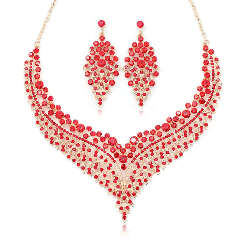 Extravagante Stijl Sieradenset Stijlvolle Retro Sleutelbeen-Halsketting & Oorbellen van Legering met Kristallen en Strass-steentjes voor Dames