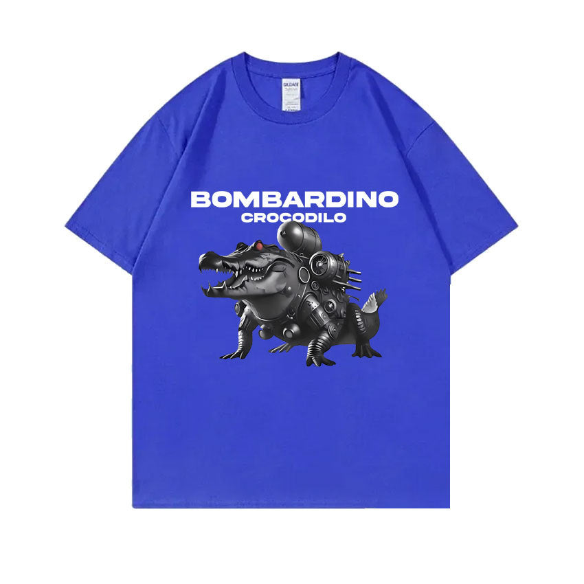 Hiphop Streetfashion Stijlvolle Effen Kleur Casual Ronde Hals BOMBARDIRO CROCODILO T-shirt met Grappige Krokodilprint en Korte Mouwen voor Heren & Jongens