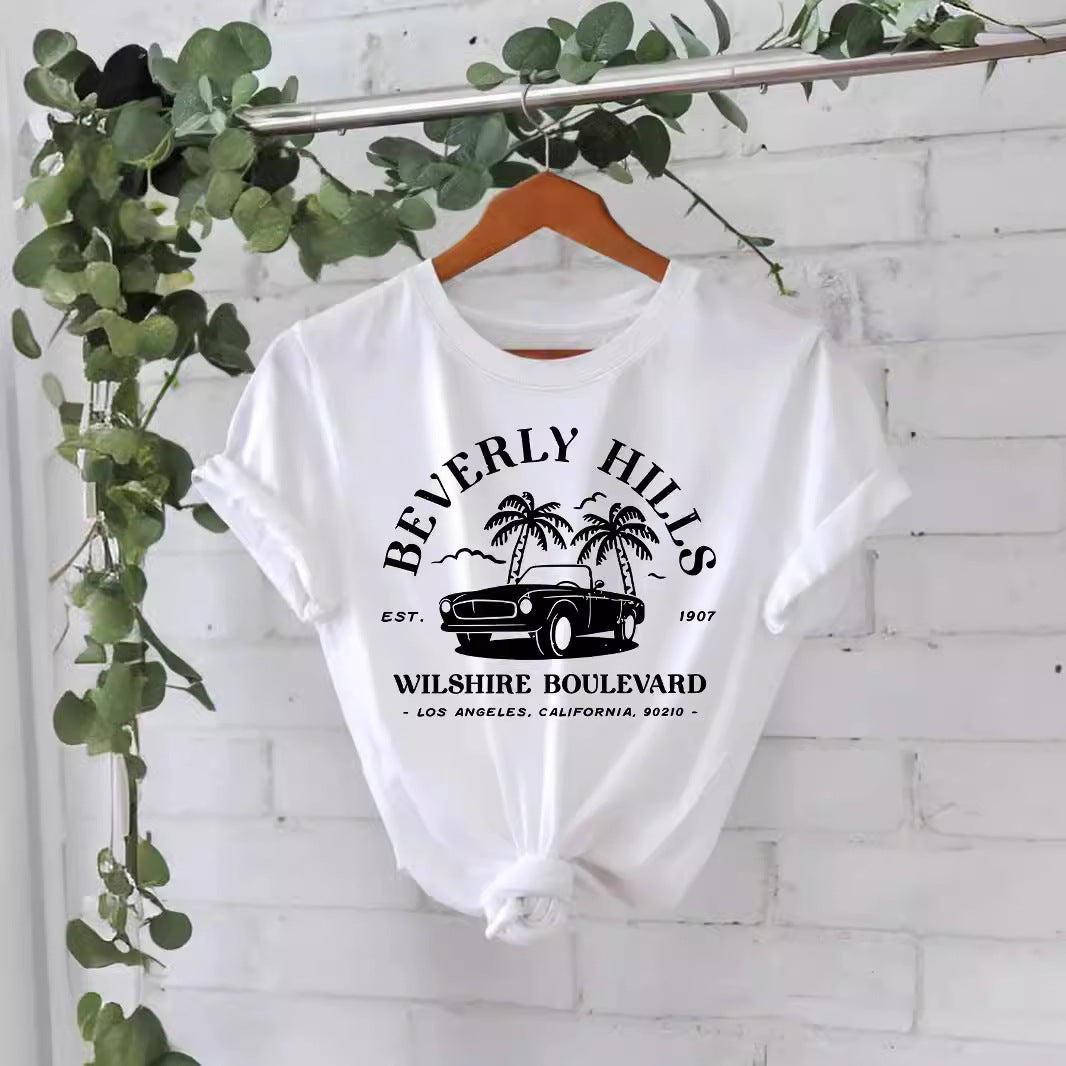 Trendy Moderne Streetwear Effen Kleur Casual Ronde Hals T-shirt met Letterprint en Korte Mouwen voor Dames/Meiden & Plus-Size
