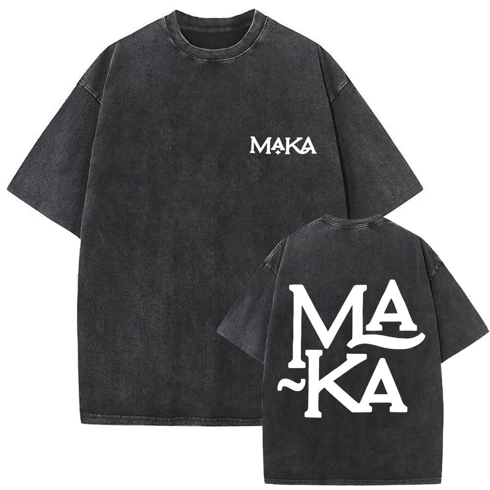 Stijlvolle Hiphopstijl Casual Effen Kleur Washed Vintage rapper Maka T-shirts voor Heren & Jongens
