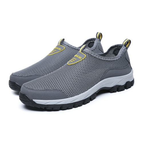 Comfortabele Effen Kleur Ademend Casual Slip-On Sneakers van Mesh met Platte Rubberzool en Ronde Neus voor Heren & Jongens