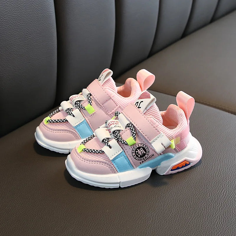 Trendy Modieuze Kleurrijke Ademend Casual Kindersneakers met Patchwork en Klittenbandsluiting voor Kinderen