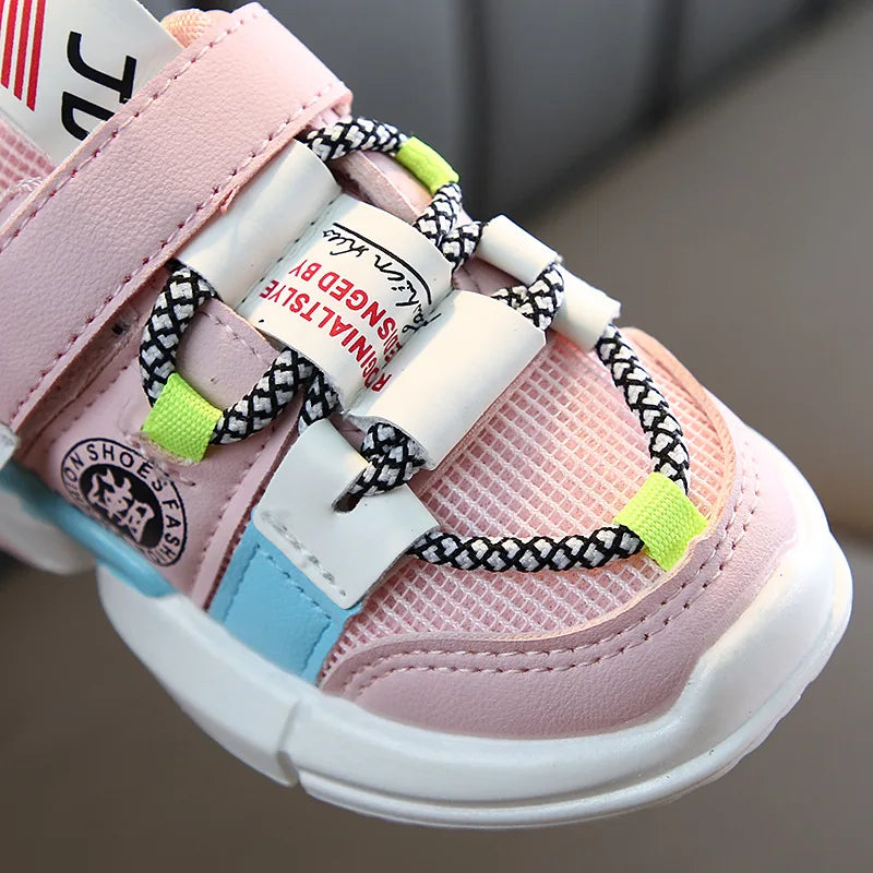 Trendy Modieuze Kleurrijke Ademend Casual Kindersneakers met Patchwork en Klittenbandsluiting voor Kinderen