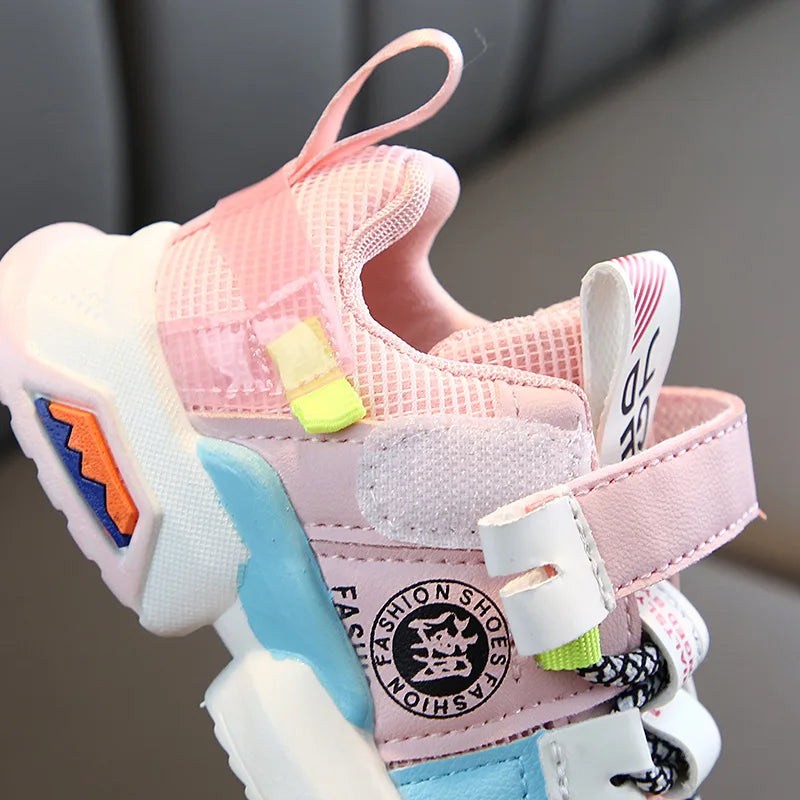 Trendy Modieuze Kleurrijke Ademend Casual Kindersneakers met Patchwork en Klittenbandsluiting voor Kinderen