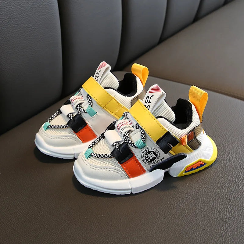 Trendy Modieuze Kleurrijke Ademend Casual Kindersneakers met Patchwork en Klittenbandsluiting voor Kinderen