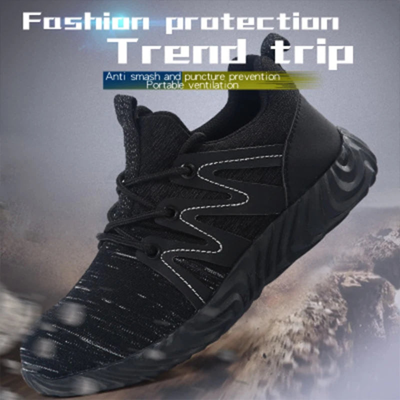 Eenvoudige Outdoor Werk/Veiligheidsschoenen van Mesh met Stalen Ronde Neus en Anti-Slipzool voor Heren