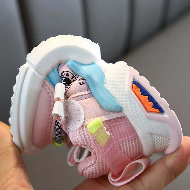 Trendy Modieuze Kleurrijke Ademend Casual Kindersneakers met Patchwork en Klittenbandsluiting voor Kinderen